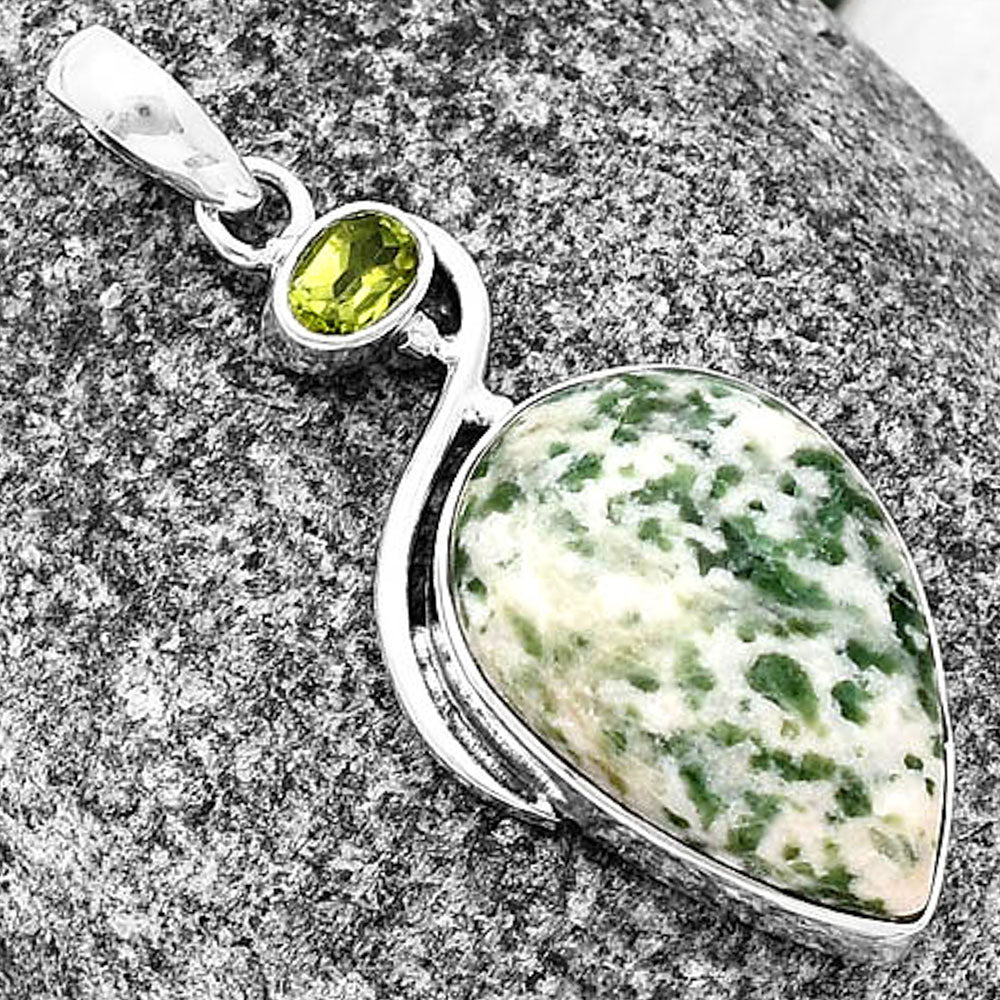 Natural Dioptase & Peridot Pendant P-1026 SDP140930