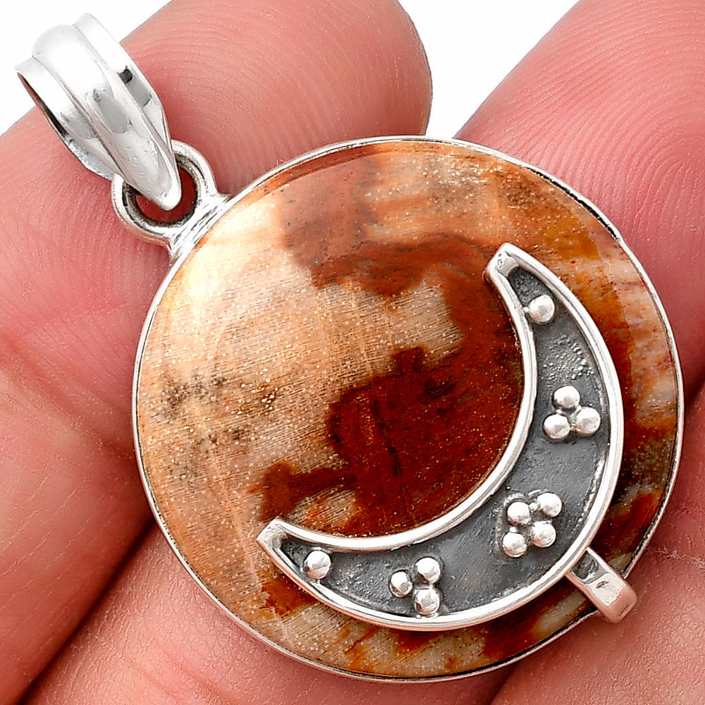 Crescent Moon - Petrified Wood Pendant P-1719 SDP140947