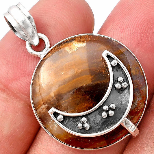 Crescent Moon - Petrified Wood Pendant P-1719 SDP140956