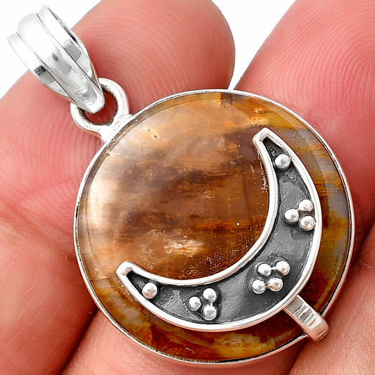 Crescent Moon - Petrified Wood Pendant P-1719 SDP140961