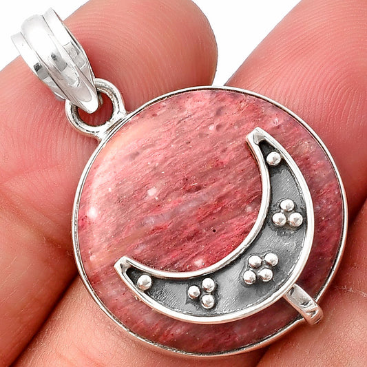 Crescent Moon - Pink Tulip Quartz Pendant P-1719 SDP140963