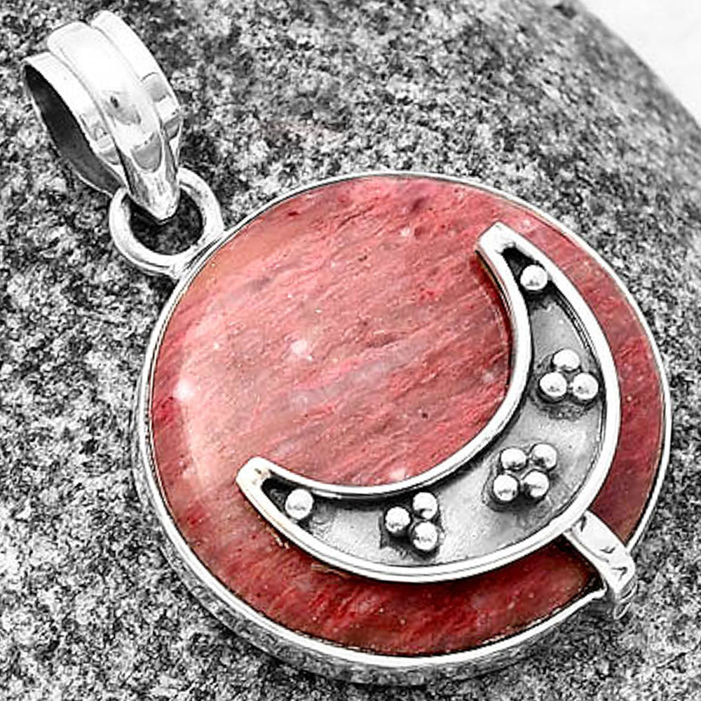 Crescent Moon - Pink Tulip Quartz Pendant P-1719 SDP140963