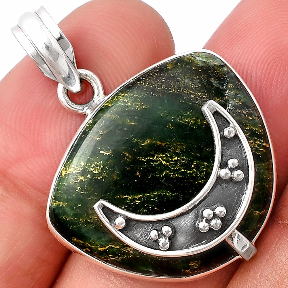 Crescent Moon - Green Fuchsite Pendant P-1719 SDP140966