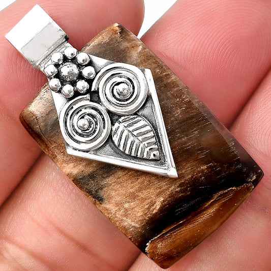 Natural Owl - Petrified Wood Pendant P-1649 SDP141003
