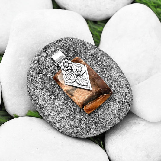 Natural Owl - Petrified Wood Pendant P-1649 SDP141003