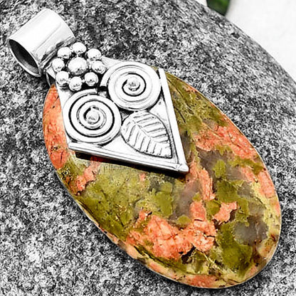 Natural Owl - Unakite Pendant P-1649 SDP141013