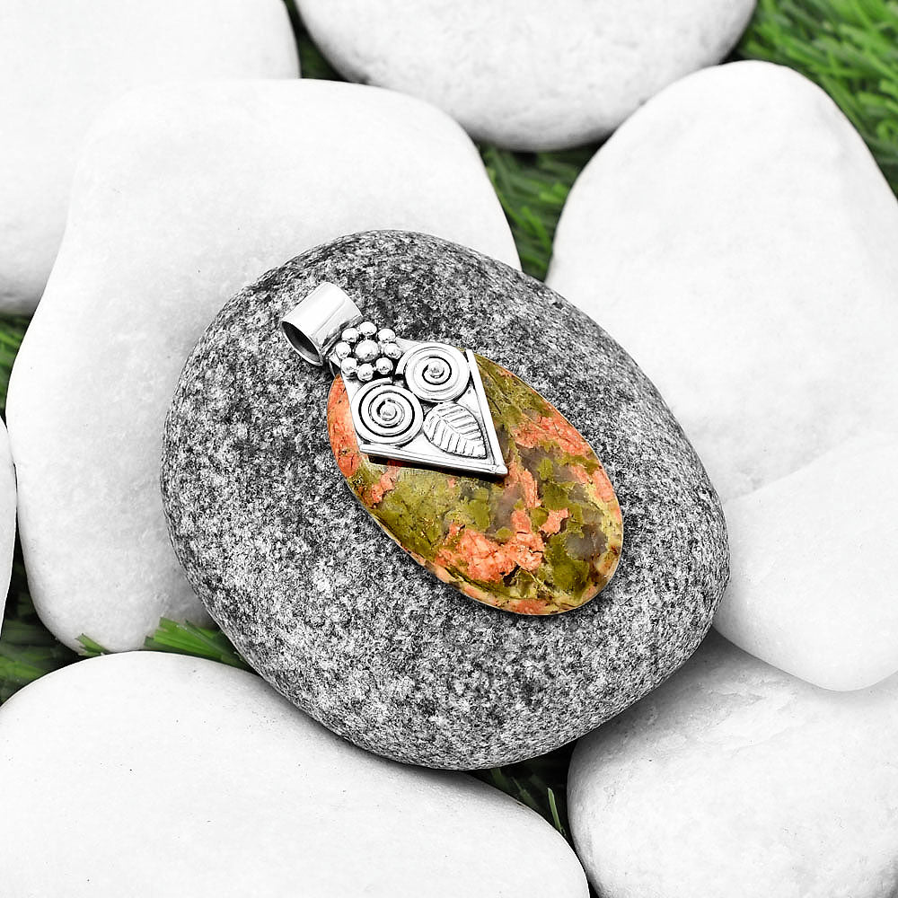 Natural Owl - Unakite Pendant P-1649 SDP141013