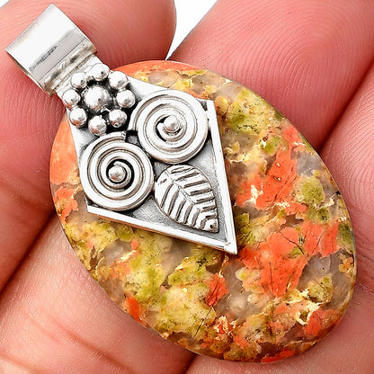 Natural Owl - Unakite Pendant P-1649 SDP141014