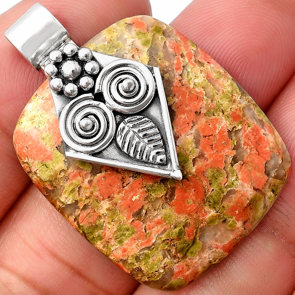 Natural Owl - Unakite Pendant P-1649 SDP141022