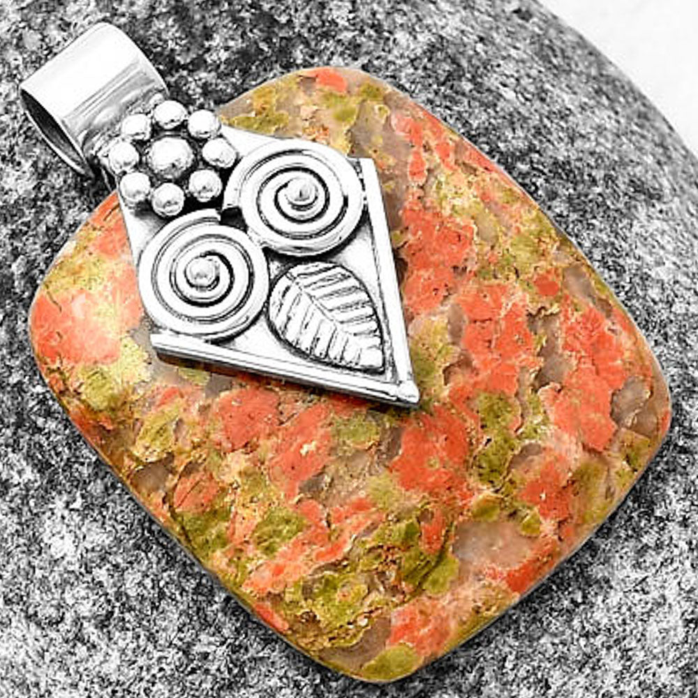 Natural Owl - Unakite Pendant P-1649 SDP141022