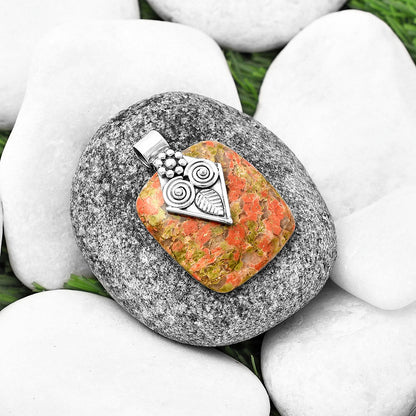 Natural Owl - Unakite Pendant P-1649 SDP141022