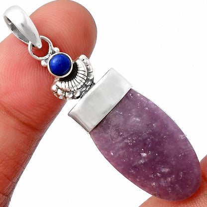 Crescent Moon Purple Lepidolite & Lapis Lazuli Pendant P-1453 SDP141034