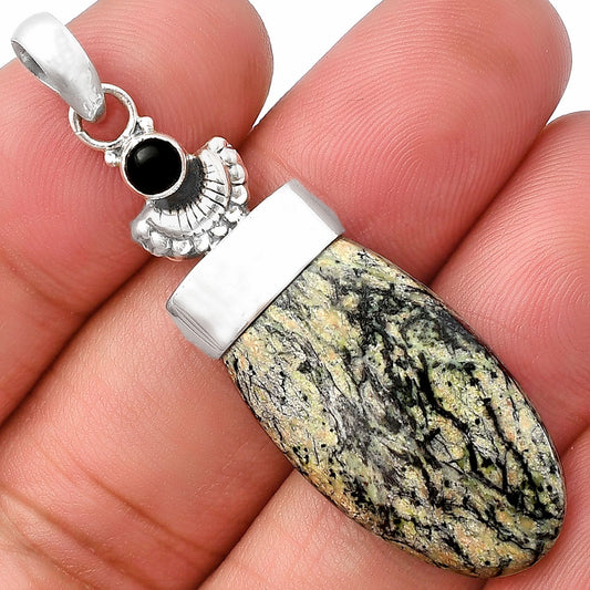 Crescent Moon Morrisonite Jasper & Black Onyx Pendant P-1453 SDP141039