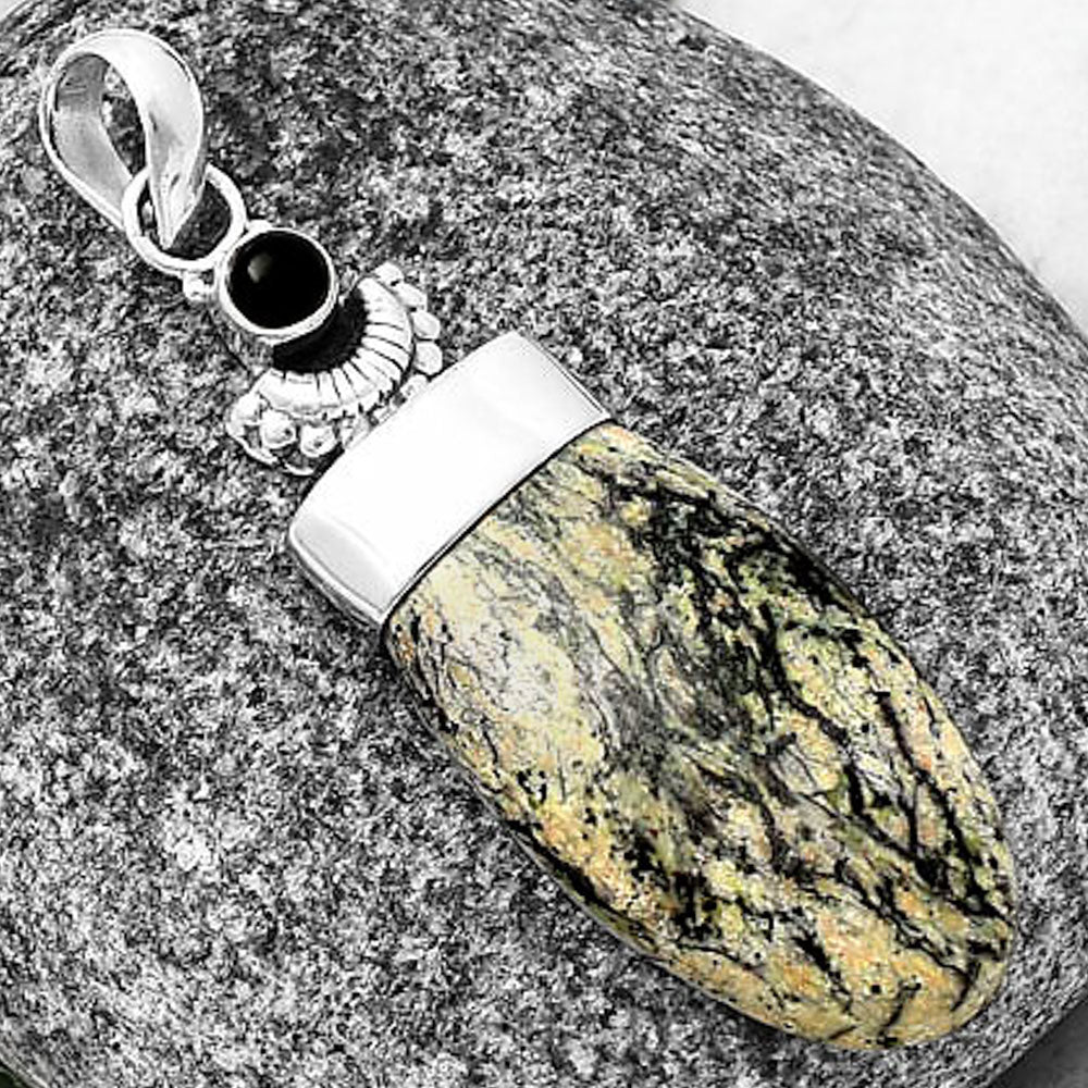 Crescent Moon Morrisonite Jasper & Black Onyx Pendant P-1453 SDP141039