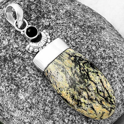 Crescent Moon Morrisonite Jasper & Black Onyx Pendant P-1453 SDP141039