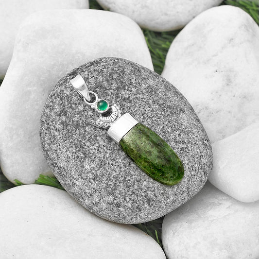 Crescent Moon Serpentine & Green Onyx Pendant P-1453 SDP141050