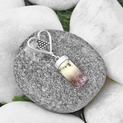 Heart - Natural Amethyst Cylinder Pendant P-1721 SDP141068