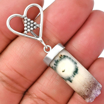 Heart - Natural Amethyst Cylinder Pendant P-1721 SDP141069