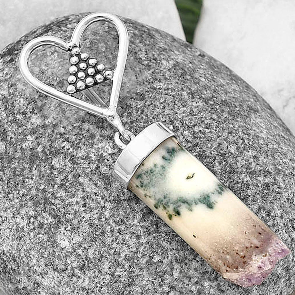 Heart - Natural Amethyst Cylinder Pendant P-1721 SDP141069