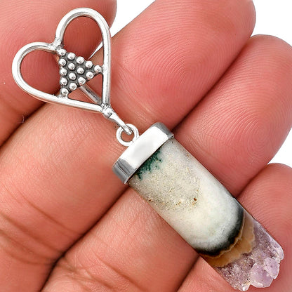 Heart - Natural Amethyst Cylinder Pendant P-1721 SDP141071