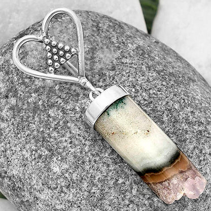 Heart - Natural Amethyst Cylinder Pendant P-1721 SDP141071