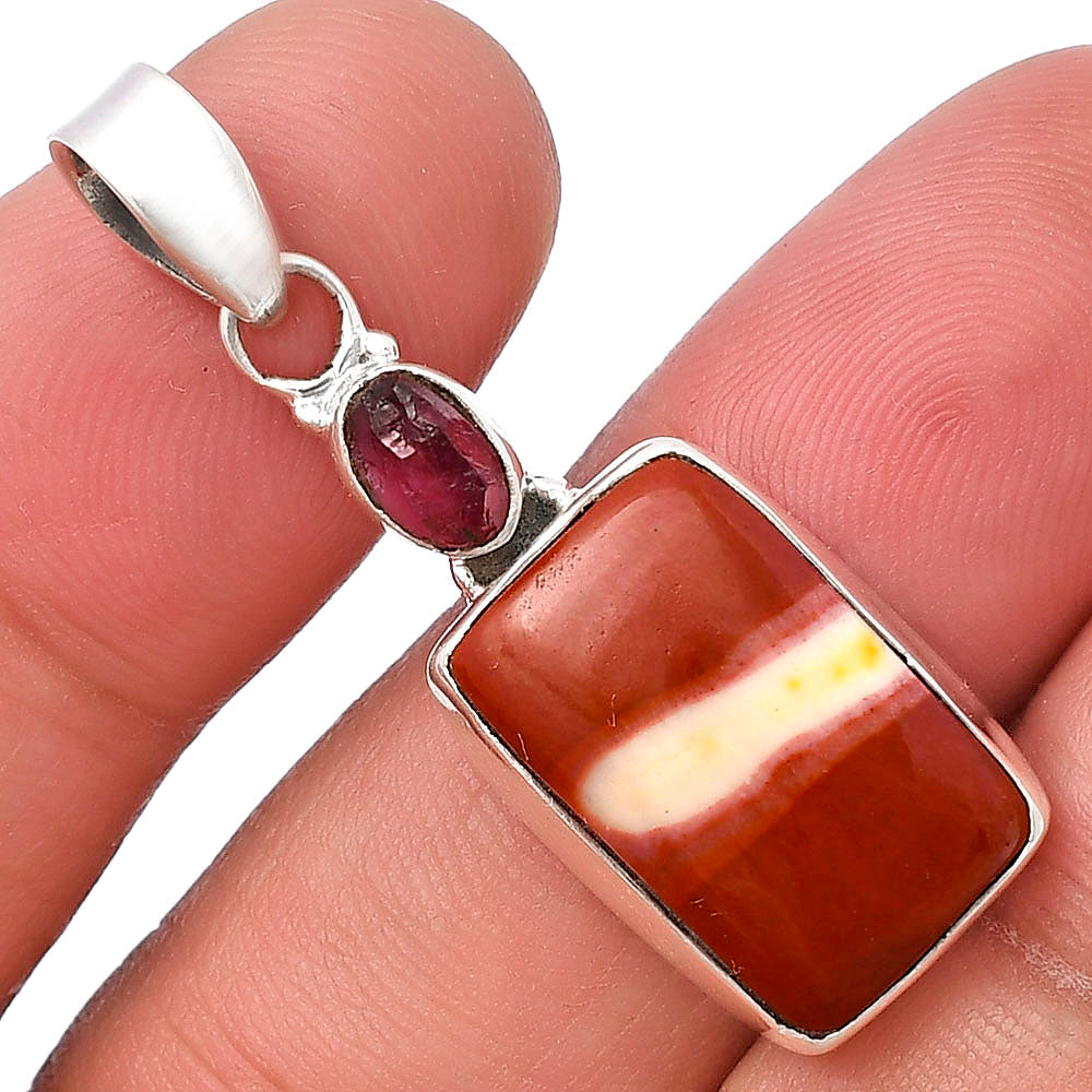 Red Mookaite & Pink Tourmaline Rough Pendant P-1077 SDP141109