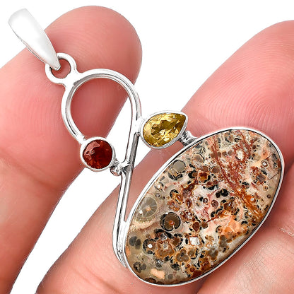 Leopard Skin Jasper, Citrine & Garnet Pendant P-1027 SDP141158