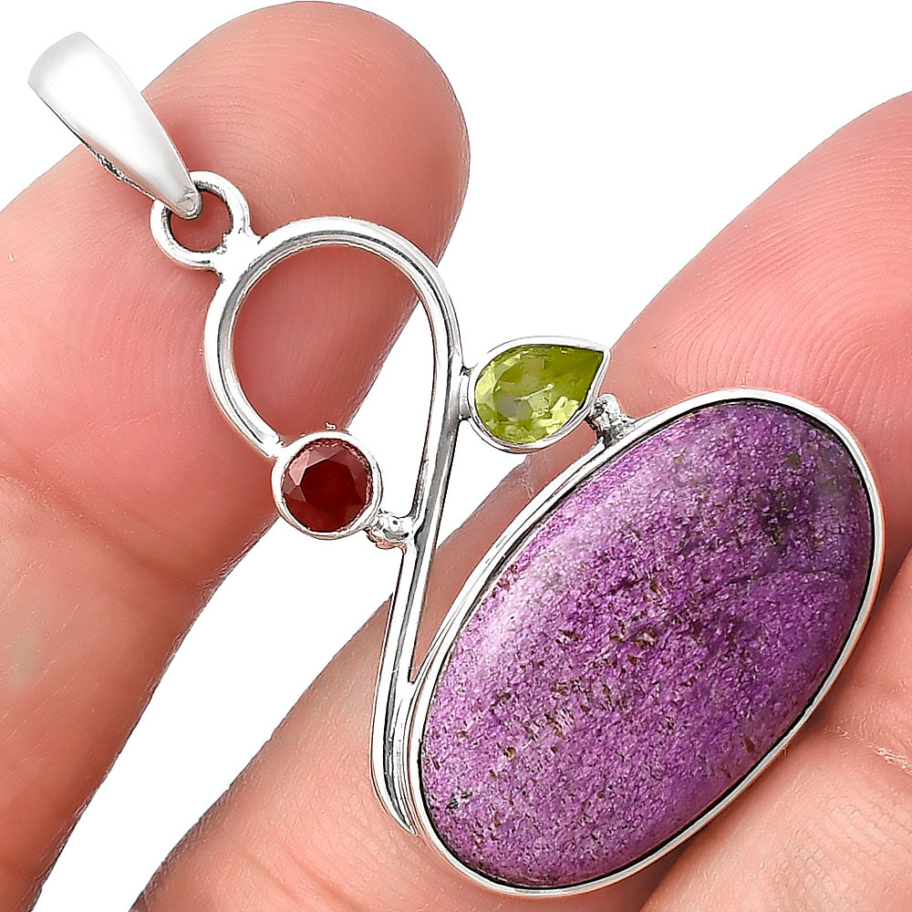 Natural Purpurite, Peridot & Garnet Pendant P-1027 SDP141167