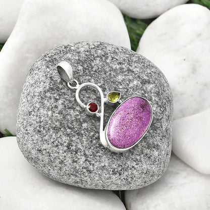 Natural Purpurite, Peridot & Garnet Pendant P-1027 SDP141167
