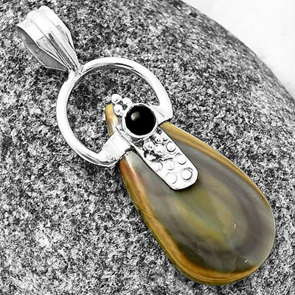 Imperial Jasper - Mexico & Black Onyx Pendant P-1723 SDP141187