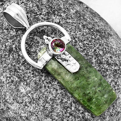Natural Serpentine & Mystic Topaz Pendant P-1723 SDP141194