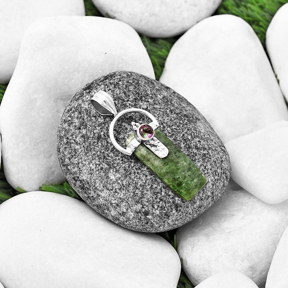 Natural Serpentine & Mystic Topaz Pendant P-1723 SDP141194