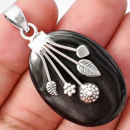 Crown Of Silver Psilomelane - Black Malachite Pendant P-1647 SDP141300