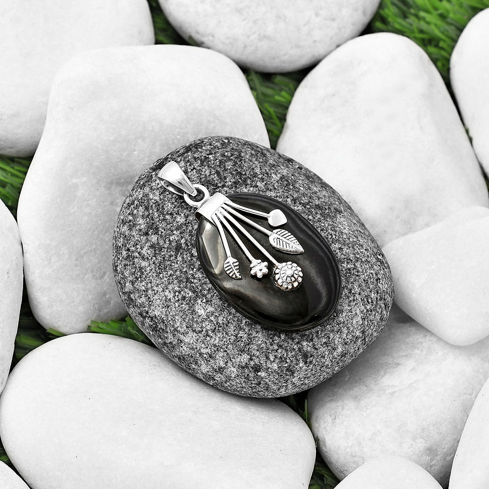 Crown Of Silver Psilomelane - Black Malachite Pendant P-1647 SDP141300