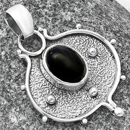 Natural Black Onyx - Brazil Pendant P-1403 SDP141341