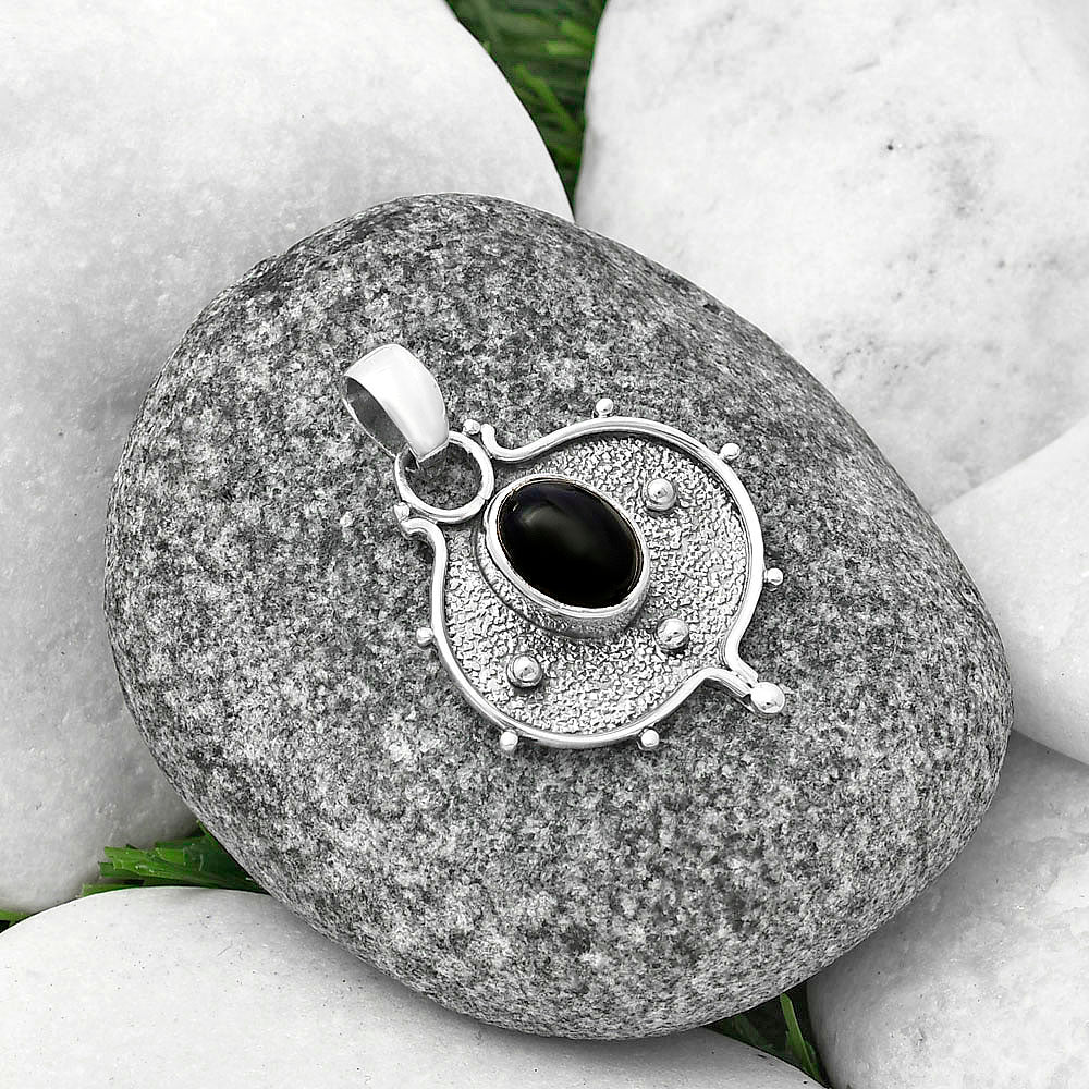 Natural Black Onyx - Brazil Pendant P-1403 SDP141341