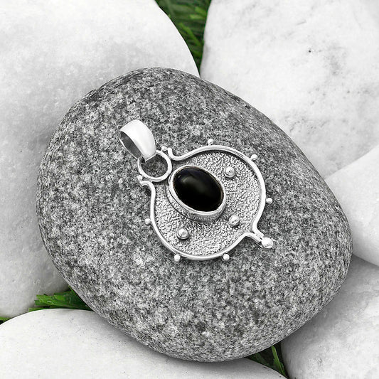 Natural Black Onyx - Brazil Pendant P-1403 SDP141341