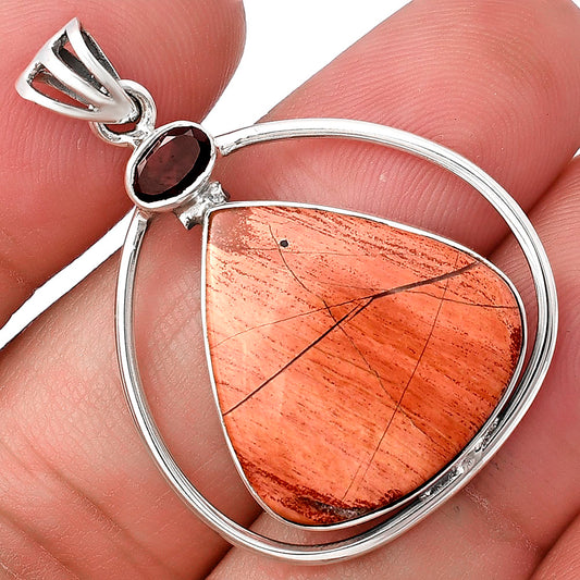 Natural Snake Skin Jasper & Garnet Pendant P-1005 SDP141350