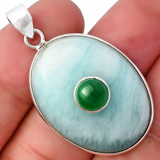 Natural Blue Aragonite & Green Onyx Pendant P-1323 SDP141473