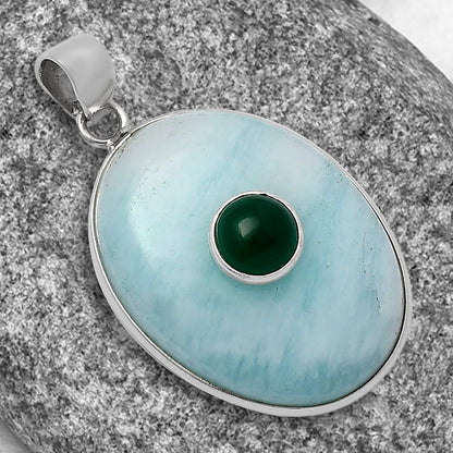 Natural Blue Aragonite & Green Onyx Pendant P-1323 SDP141473