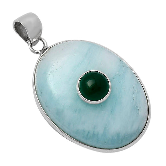 Natural Blue Aragonite & Green Onyx Pendant P-1323 SDP141473