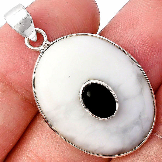 Natural White Opal & Black Onyx Pendant P-1323 SDP141504