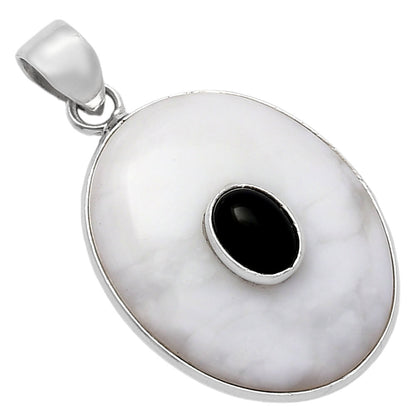 Natural White Opal & Black Onyx Pendant P-1323 SDP141504