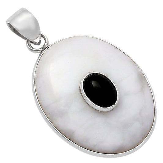 Natural White Opal & Black Onyx Pendant P-1323 SDP141504