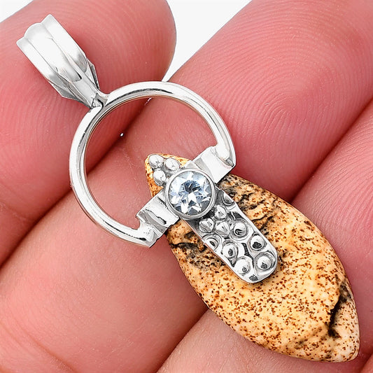 Picture Jasper & Sky Blue Topaz Pendant P-1723 SDP141662