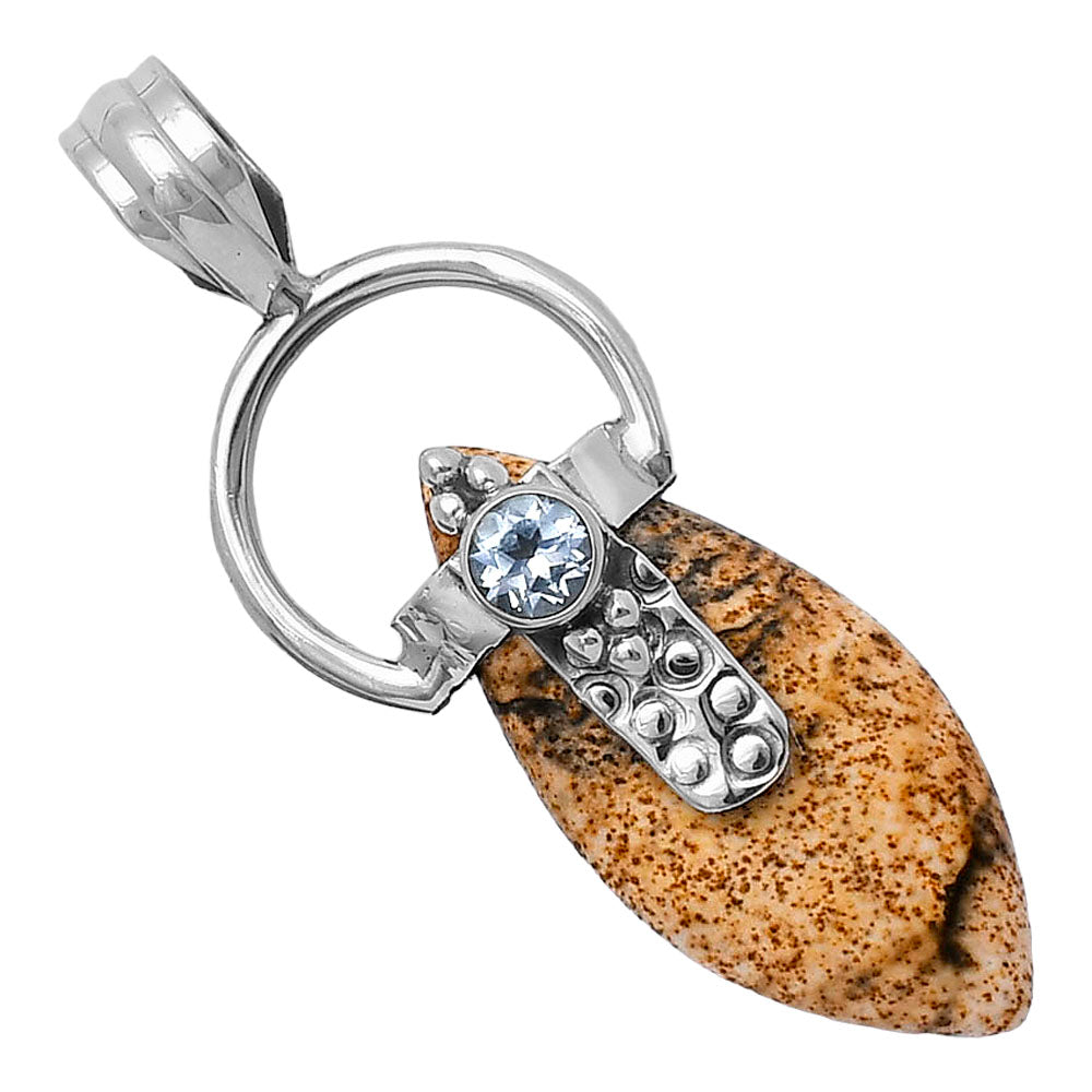 Picture Jasper & Sky Blue Topaz Pendant P-1723 SDP141662