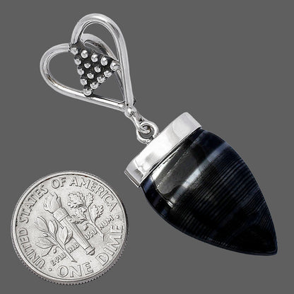 Heart - Crown Of Silver Psilomelane - Black Malachite Pendant P-1721 SDP141683