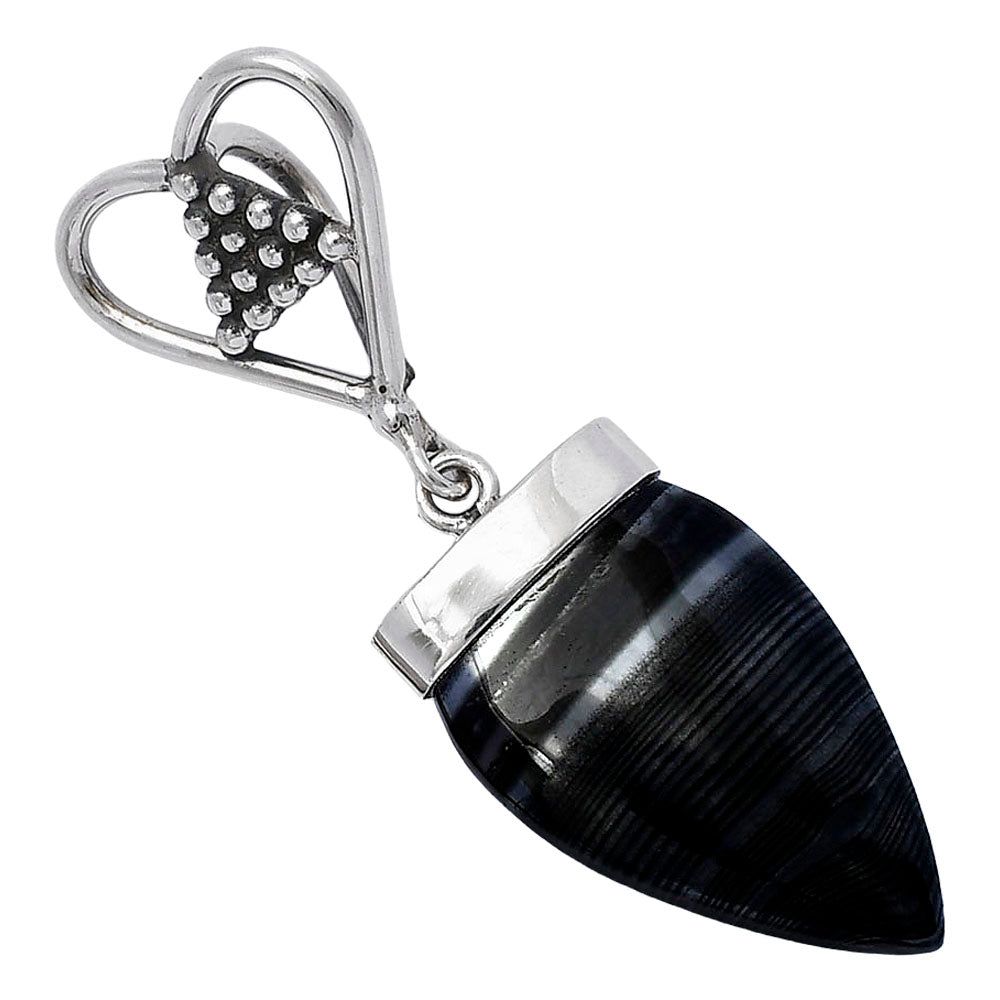 Heart - Crown Of Silver Psilomelane - Black Malachite Pendant P-1721 SDP141683