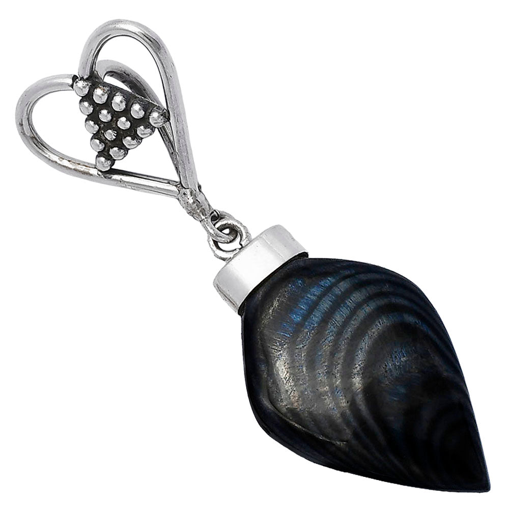 Heart - Crown Of Silver Psilomelane - Black Malachite Pendant P-1721 SDP141697