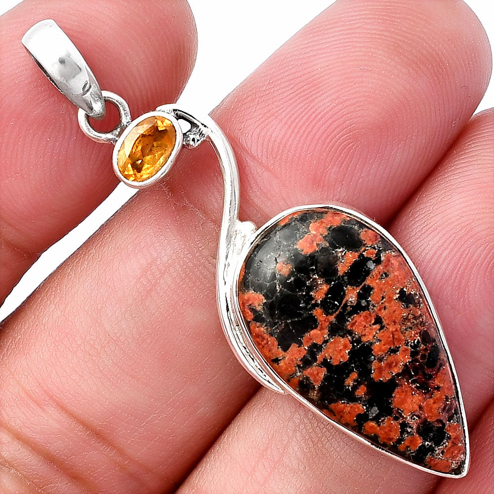 Natural Fireworks Obsidian & Citrine Pendant P-1026 SDP142012